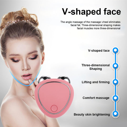 Jade and rose quartz face roller and massager tool for skincare, puffiness reduction, and facial massage