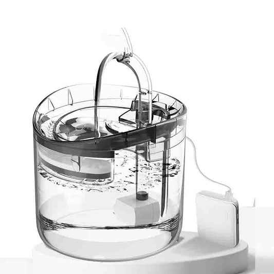 Clear water filter with mechanical components on a white background
